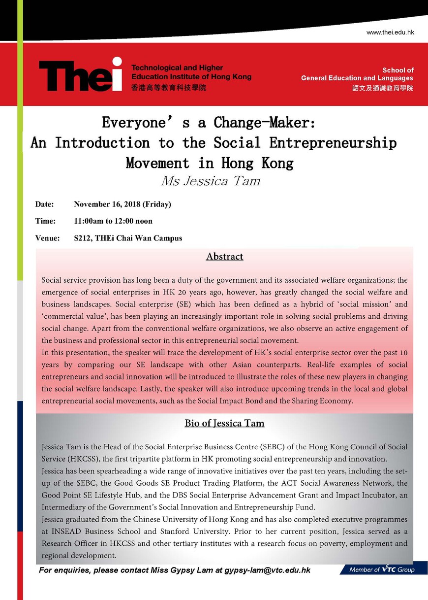 Everyone’s a Change-Maker:  An Introduction to the Social Entrepreneurship Movement in Hong Kong